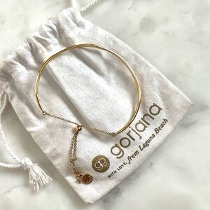 Gorjana Gold Adjustable Slider Bracelet Minimalist Bangle With Pouch